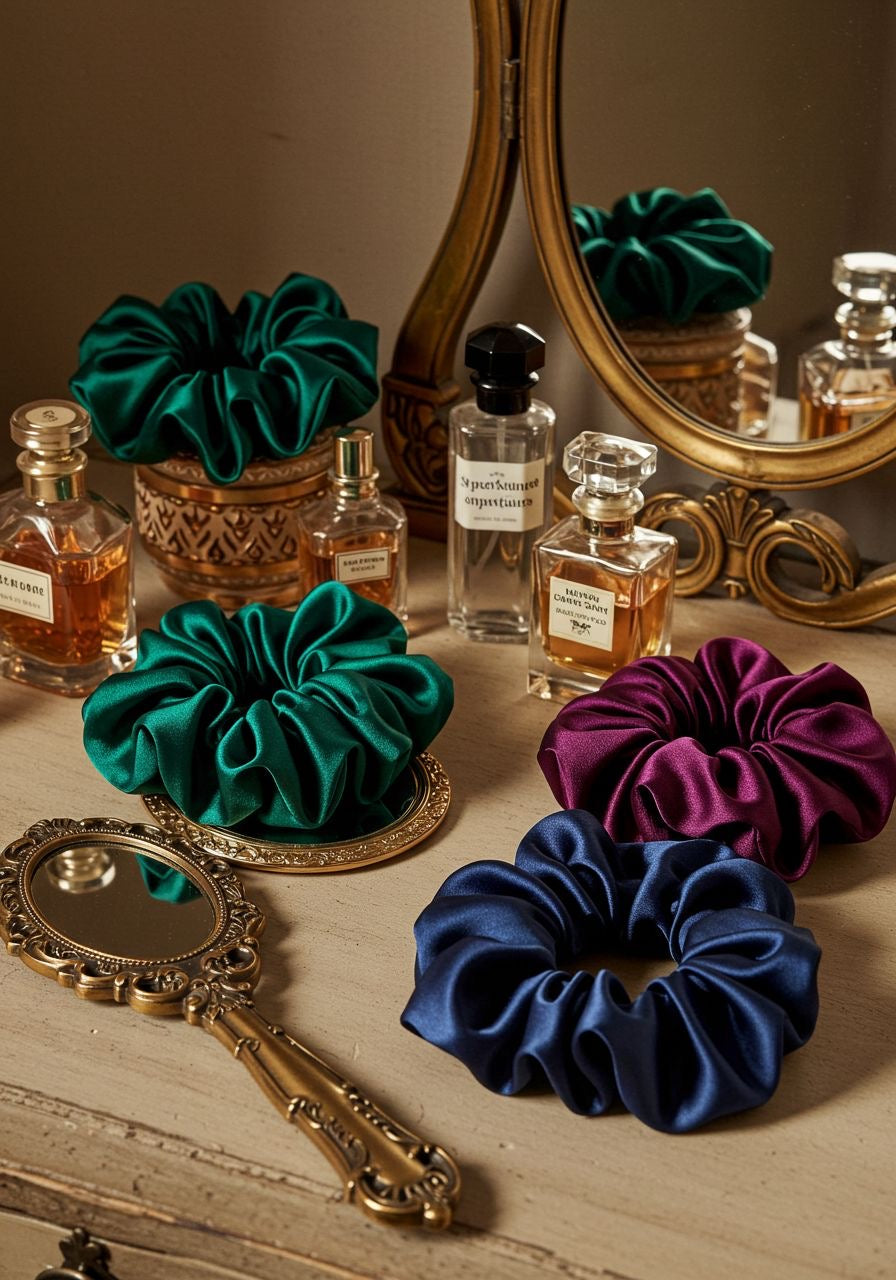 Chouchous en soie pour cheveux, lot de 5