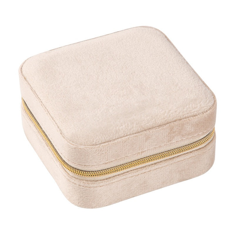 Boîte à bijoux portable en velours