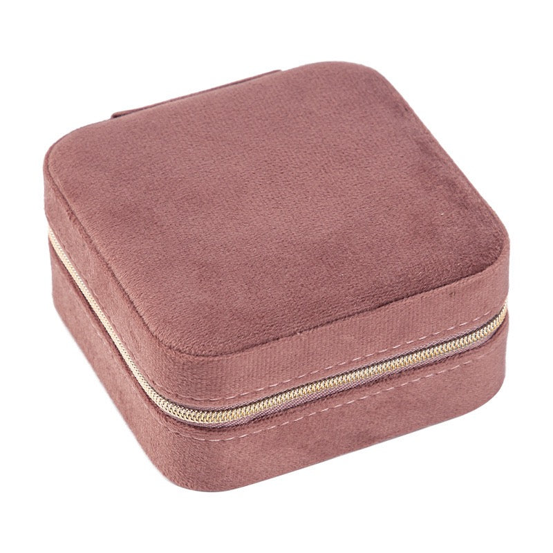 Boîte à bijoux portable en velours