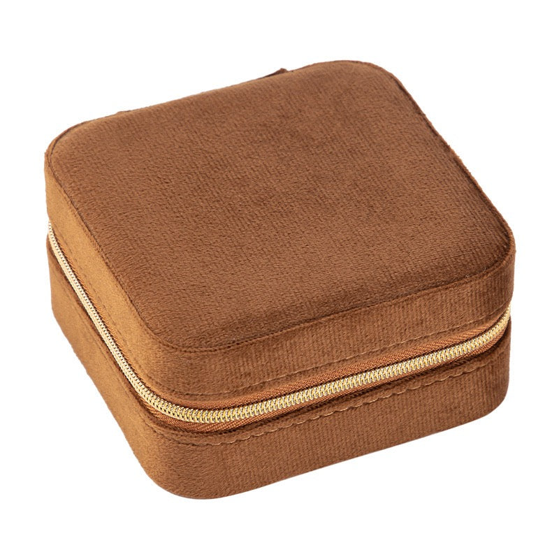 Boîte à bijoux portable en velours